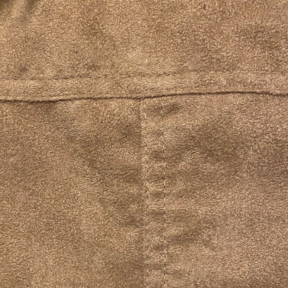 Stevie Suede Vegan Long Vest with Faux Fur Trim  Size Small - Picture 9 of 10